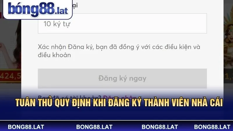 Tuân thủ quy định khi đăng ký thành viên nhà cái